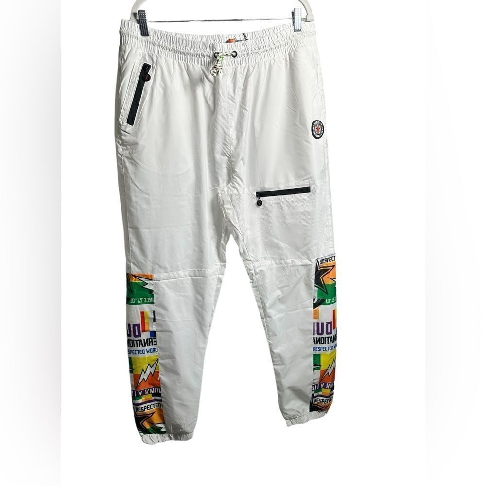 NWT Born Fly Men’s White Joggers With Patches Respected - Size XL - Picture 5 of 11